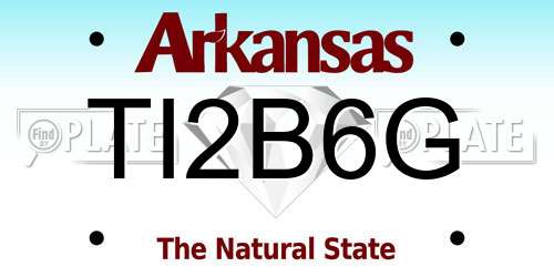 TI2B6G Arkansas License Plate