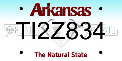 TI2Z834 Arkansas License Plate