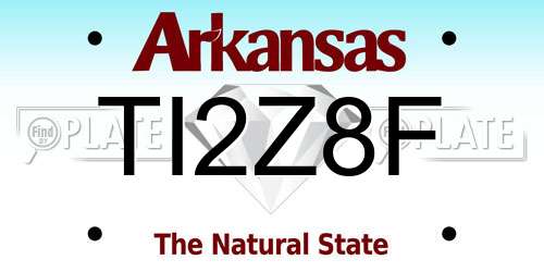 TI2Z8F Arkansas License Plate