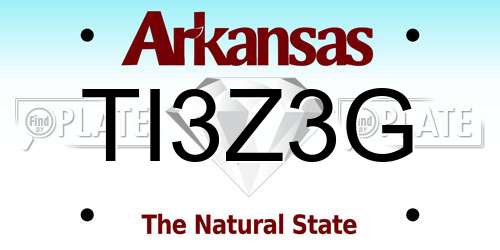 TI3Z3G Arkansas License Plate