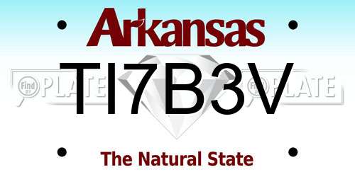 TI7B3V Arkansas License Plate