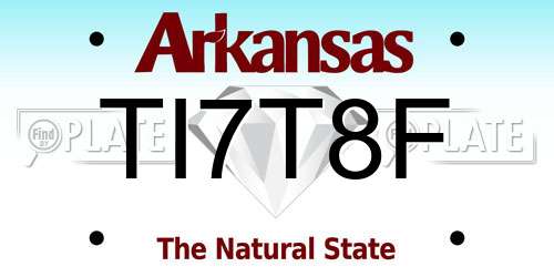TI7T8F Arkansas License Plate