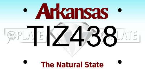 TIZ438 Arkansas License Plate