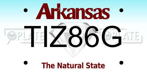 TIZ86G Arkansas License Plate
