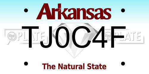 TJ0C4F Arkansas License Plate