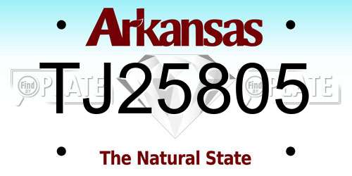 TJ25805 Arkansas License Plate