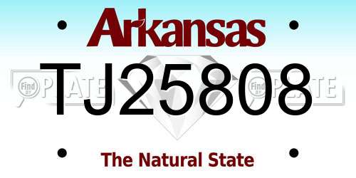 TJ25808 Arkansas License Plate