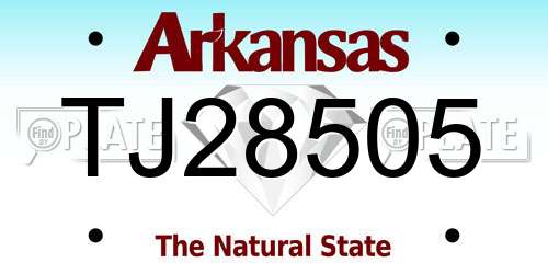 TJ28505 Arkansas License Plate