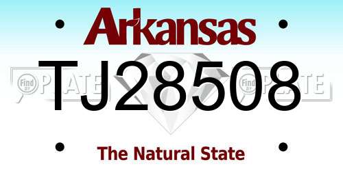 TJ28508 Arkansas License Plate