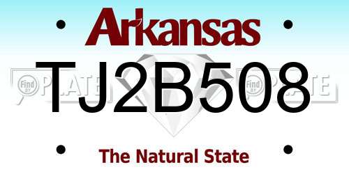 TJ2B508 Arkansas License Plate