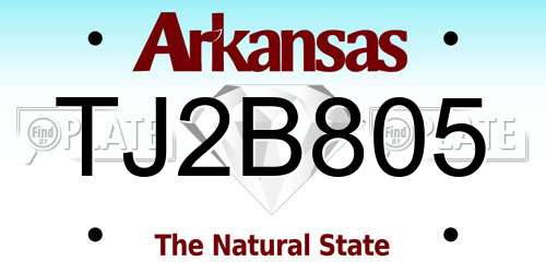 TJ2B805 Arkansas License Plate
