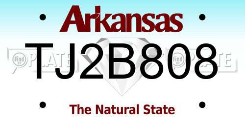 TJ2B808 Arkansas License Plate