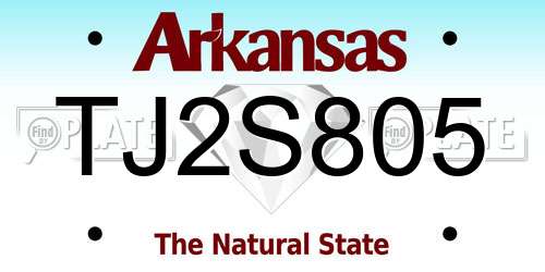 TJ2S805 Arkansas License Plate