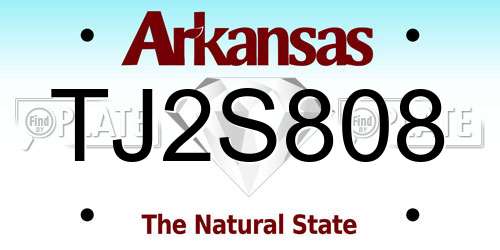 TJ2S808 Arkansas License Plate