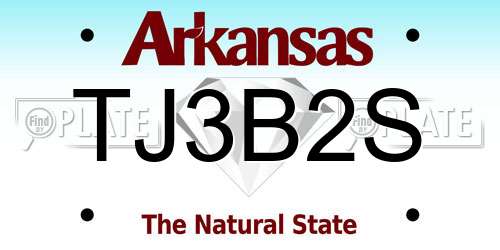 TJ3B2S Arkansas License Plate