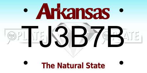 TJ3B7B Arkansas License Plate
