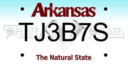 TJ3B7S Arkansas License Plate