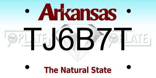 TJ6B7T Arkansas License Plate