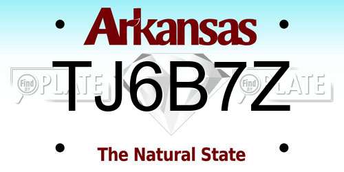 TJ6B7Z Arkansas License Plate