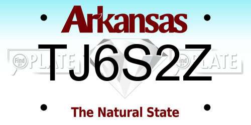 TJ6S2Z Arkansas License Plate