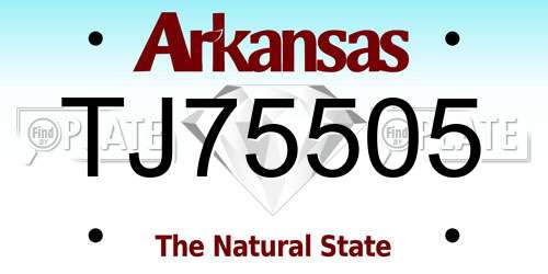 TJ75505 Arkansas License Plate
