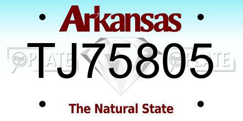 TJ75805 Arkansas License Plate