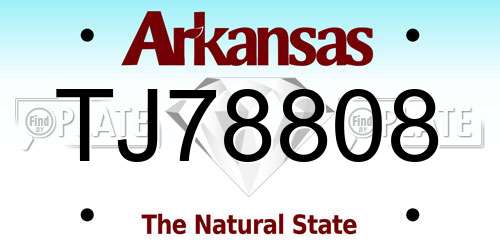 TJ78808 Arkansas License Plate