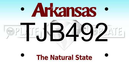 TJB492 Arkansas License Plate
