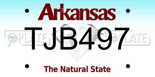 TJB497 Arkansas License Plate