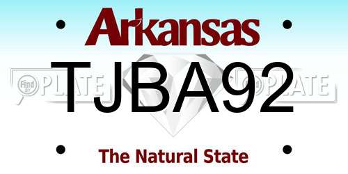 TJBA92 Arkansas License Plate
