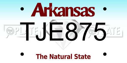 TJE875 Arkansas License Plate