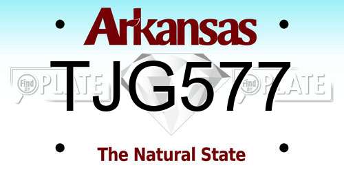 TJG577 Arkansas License Plate