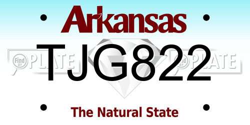TJG822 Arkansas License Plate