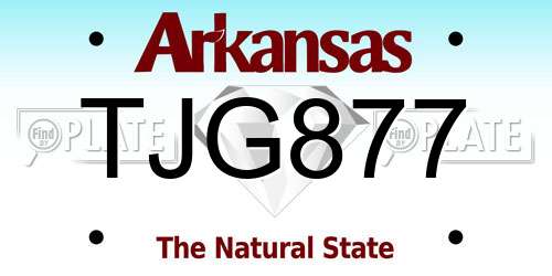 TJG877 Arkansas License Plate