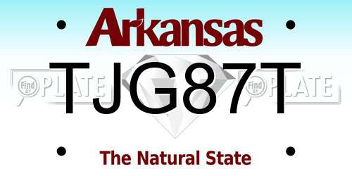 TJG87T Arkansas License Plate