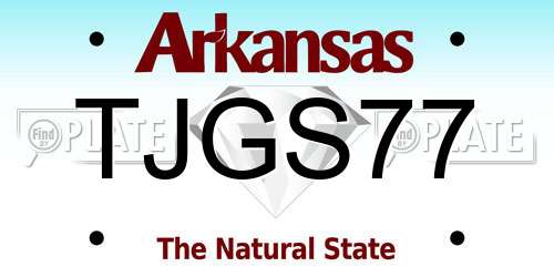 TJGS77 Arkansas License Plate