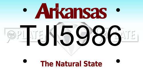 TJI5986 Arkansas License Plate
