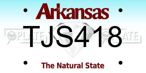 TJS418 Arkansas License Plate