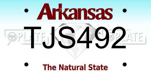 TJS492 Arkansas License Plate