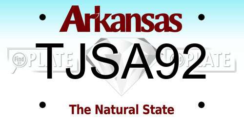 TJSA92 Arkansas License Plate
