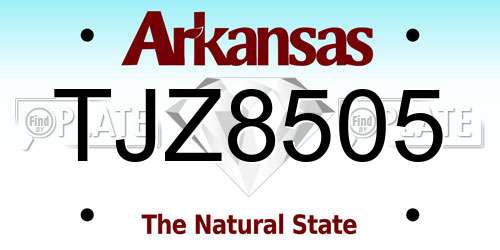 TJZ8505 Arkansas License Plate
