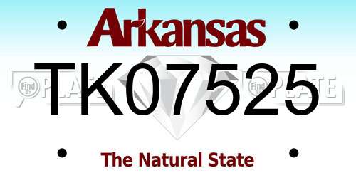 TK07525 Arkansas License Plate