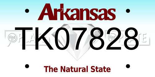 TK07828 Arkansas License Plate