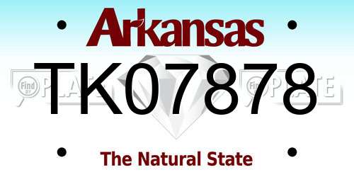 TK07878 Arkansas License Plate
