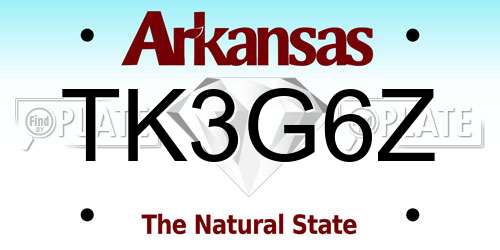 TK3G6Z Arkansas License Plate