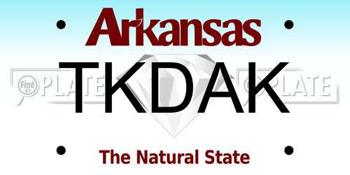 TKDAK Arkansas License Plate