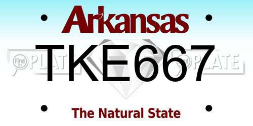 TKE667 Arkansas License Plate