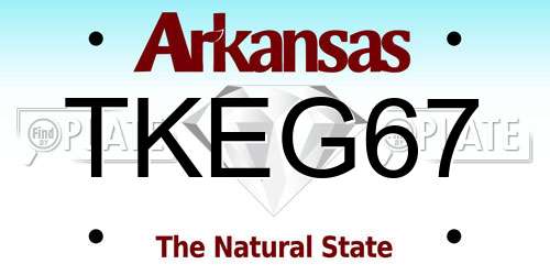 TKEG67 Arkansas License Plate