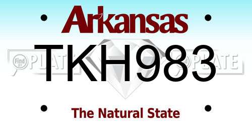 TKH983 Arkansas License Plate