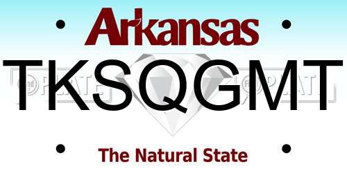 TKSQGMT Arkansas License Plate